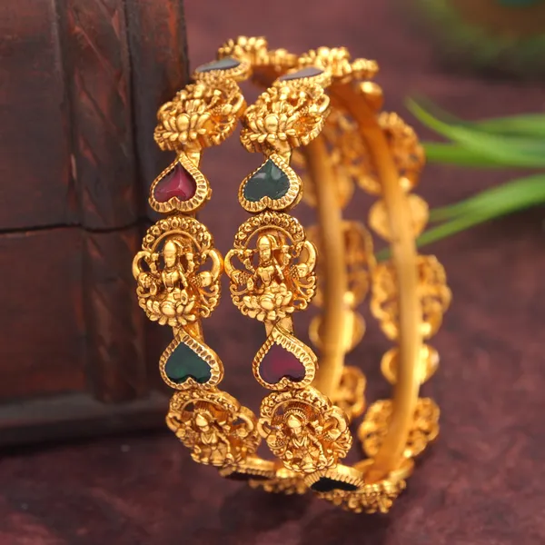Traditional_Temple_Laxmi_Devi_Heart_Meenakari_Brass_Bangle