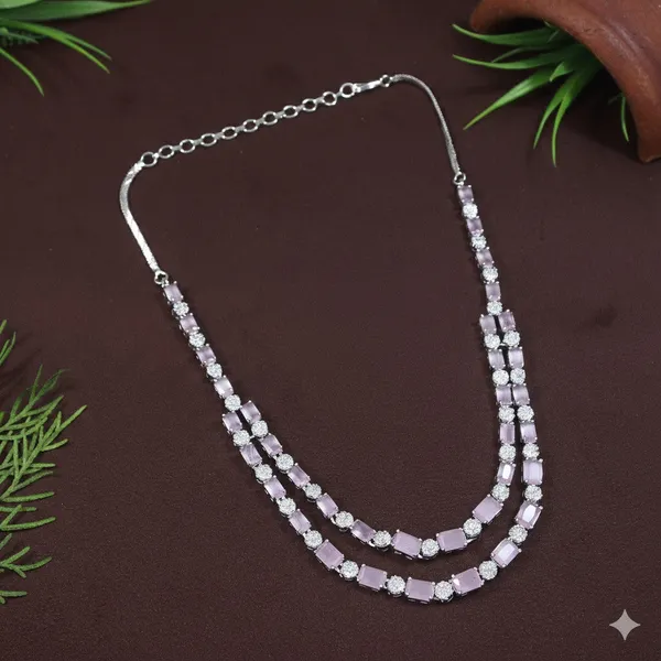 Two_Layer_Zircon_Silver_Necklace_Set