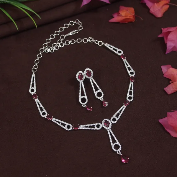 Vintage_Inspired_American_Diamond_Necklace_Set_With_Ruby_&__Stones