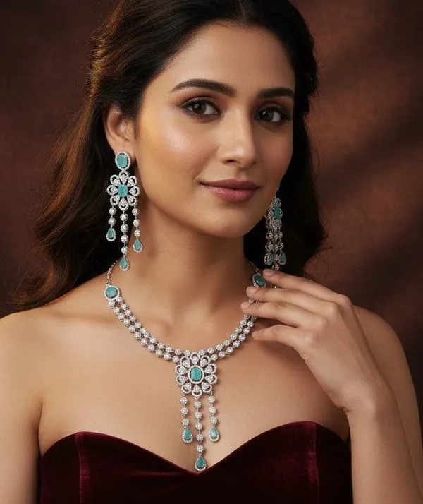 Zircon_Mint_Silver_Brass_Necklace