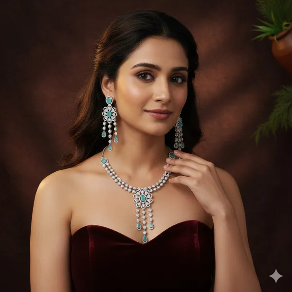 Zircon_Mint_Silver_Brass_Necklace
