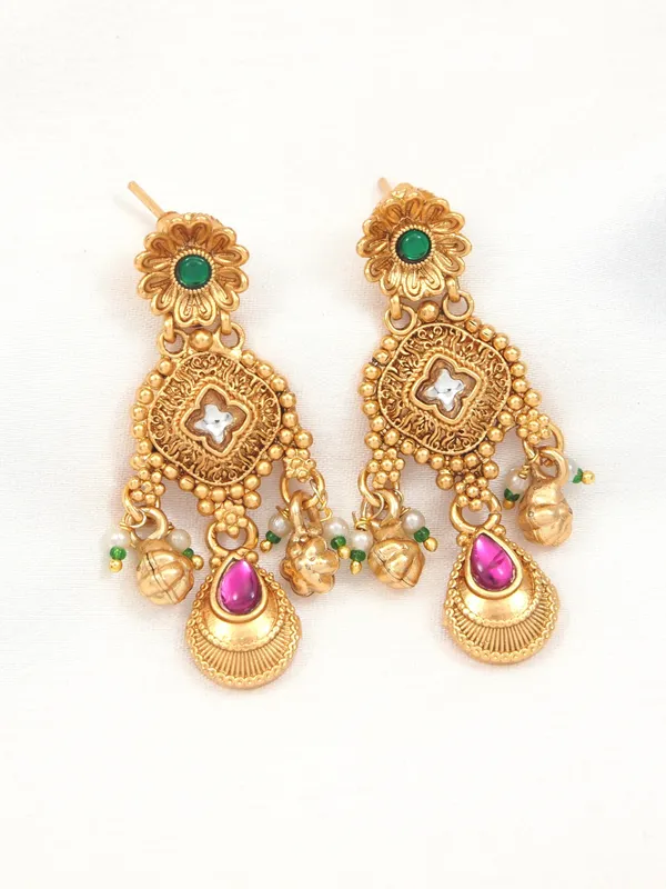 Women_Antique_Gold_Plated_Heritage_Temple_Long_Necklace_Set_With_Earrings