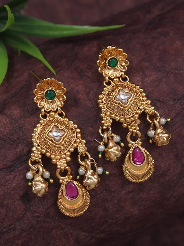 Women_Antique_Gold_Plated_Heritage_Temple_Long_Necklace_Set_With_Earrings