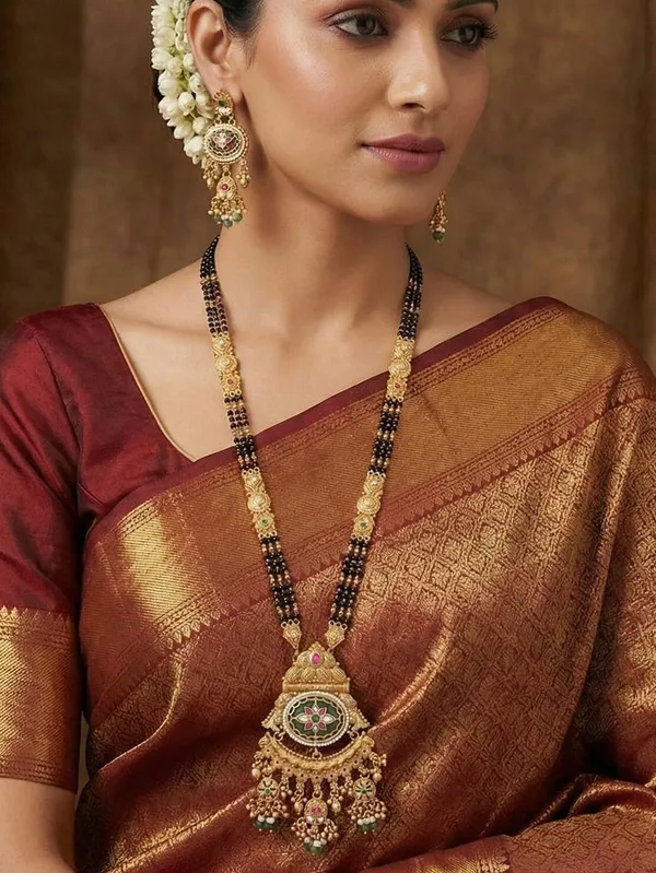 Women_Gold_Plated_Temple_Design_Long_Mangalsutra_Set_With_Earrings