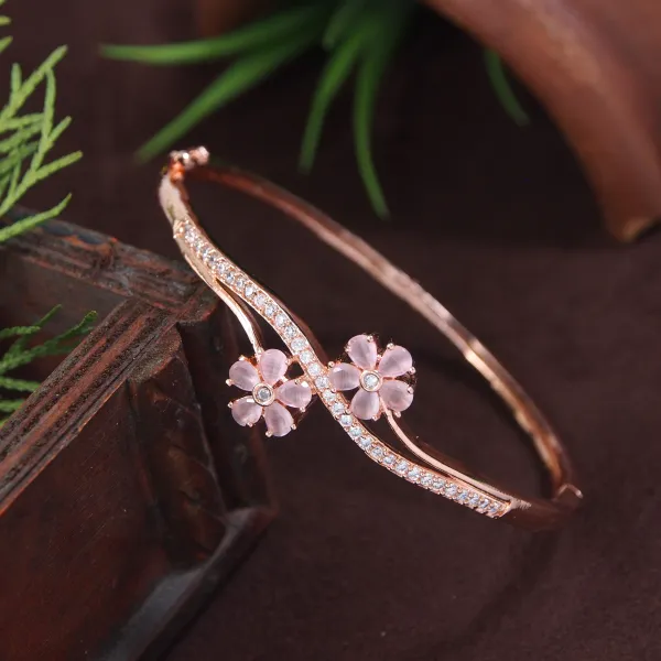 American_Diamond_Free_Size_Openable_Micro_Rose_Gold_Polish_Bracelet