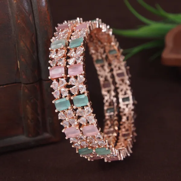Zircon_American_Diamond_Mint_Pink_Rose_Gold_Brass_Bangles