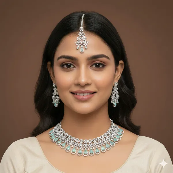 Zircon_Mint_Silver_Brass_Choker_Necklace