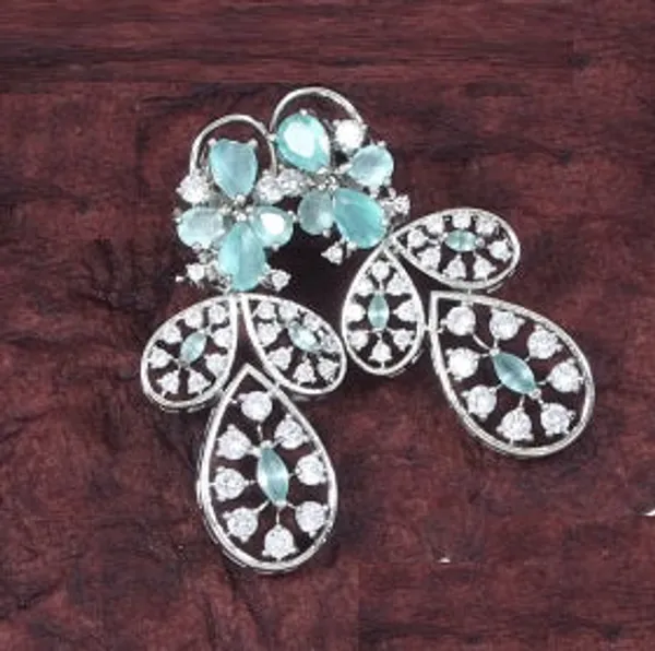 Zircon_Mint_Silver_Brass_Choker_Necklace