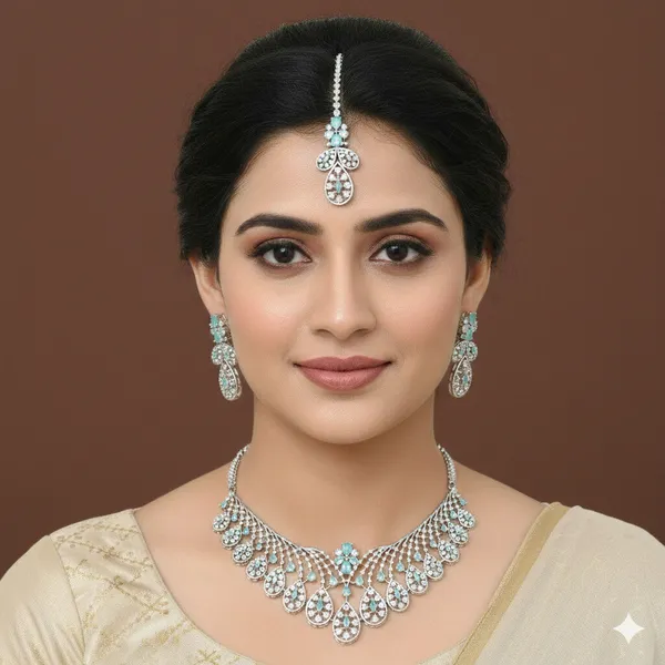 Zircon_Mint_Silver_Brass_Choker_Necklace