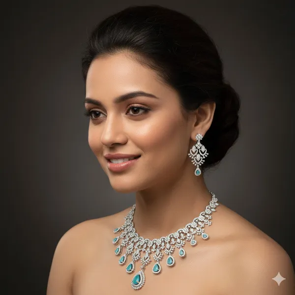 Zircon_Mint_Silver_Necklace_Set