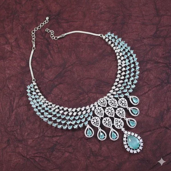 Zircon_Mint_Silver_Necklace_Set