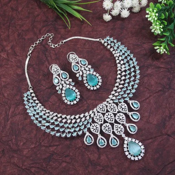 Zircon_Mint_Silver_Necklace_Set