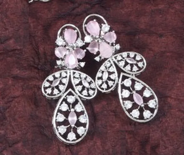 Zircon_Pink_Silver_Brass_Choker_Necklace