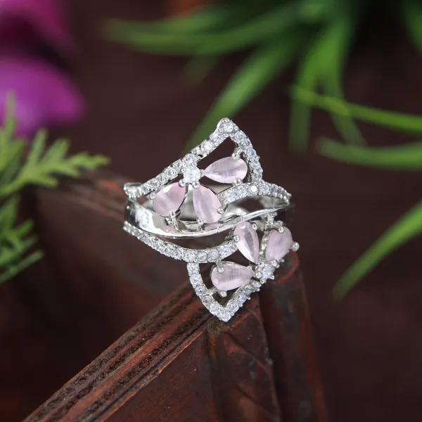 Zircon_Pink_Silver_Diamond_Ring