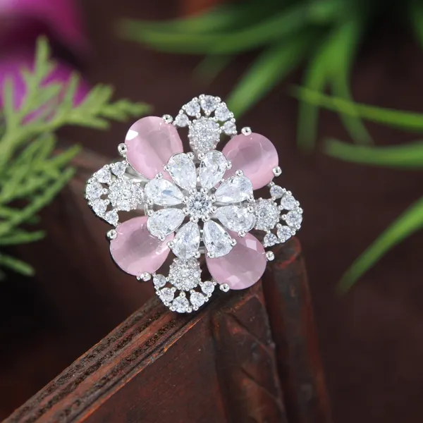 Zircon_Pink_Silver_Diamond_Ring