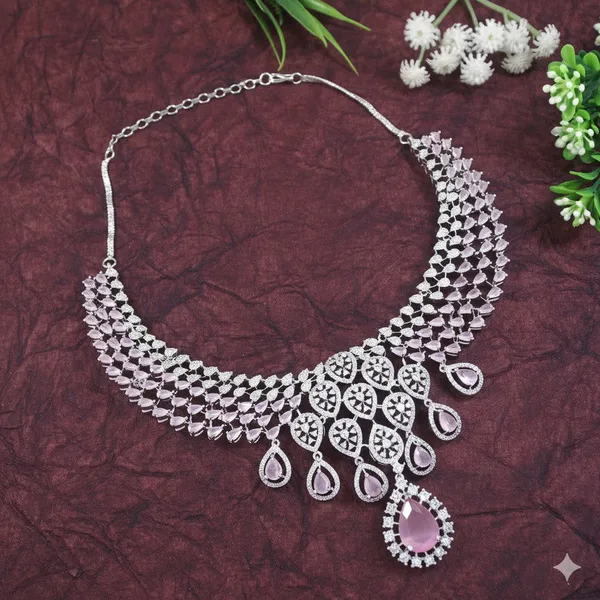 Zircon_Pink_Silver_Necklace_Set