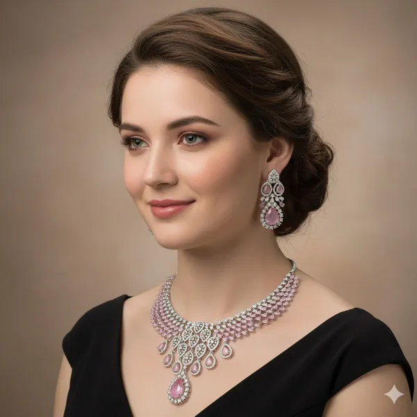 Zircon_Pink_Silver_Necklace_Set