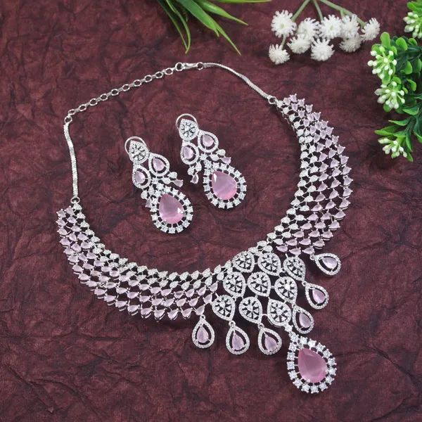 Zircon_Pink_Silver_Necklace_Set