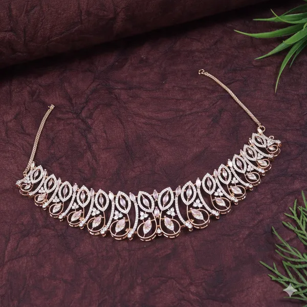 Zircon_Rose_Gold_Brass_Choker_Necklace