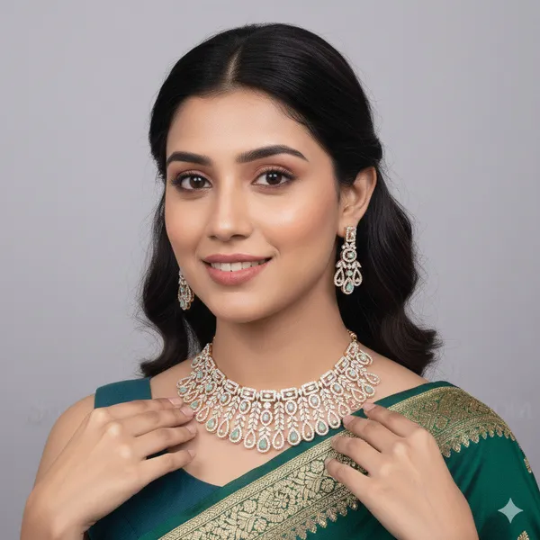 Zircon_Rose_Gold_Mint_Brass_Choker_Necklace