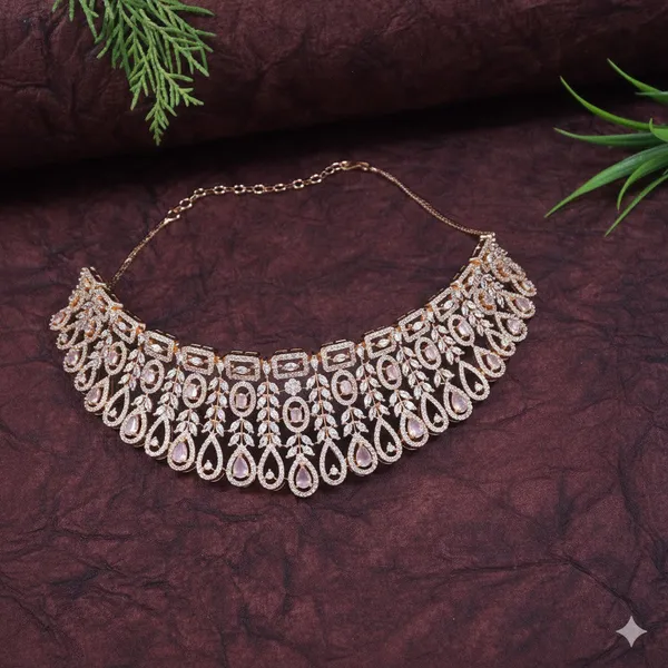Zircon_Rose_Gold_Pink_Brass_Choker_Necklace