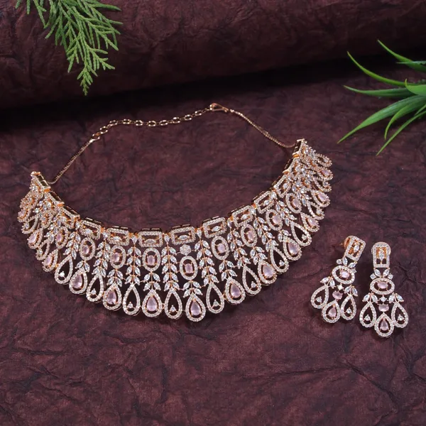 Zircon_Rose_Gold_Pink_Brass_Choker_Necklace
