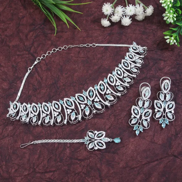 Zircon_Silver_Brass_Choker_Necklace
