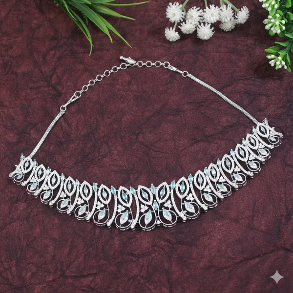 Zircon_Silver_Brass_Choker_Necklace
