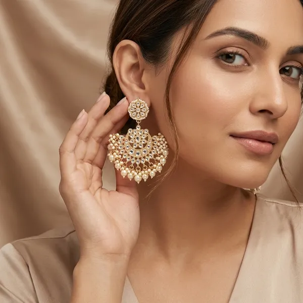 Kundan_&_Pearl_Beautiful_Mangtika_And_Earrings_For_Girls