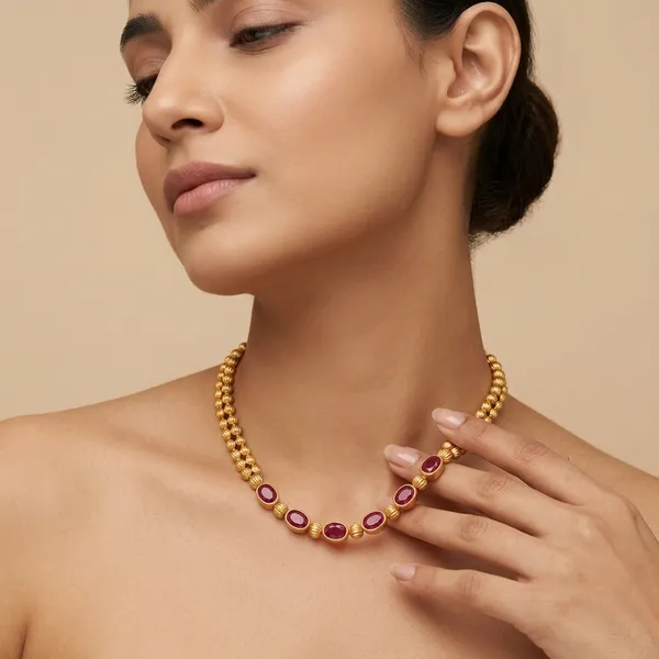 Designer_Beads_Golden_Red_Choker_Set