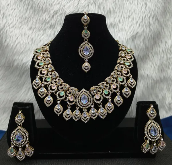 Indian_Designer_Bollywood_Style_Golden_Ad_Aqua_Green_White_&_Pinkish_Colour_Necklace_Set