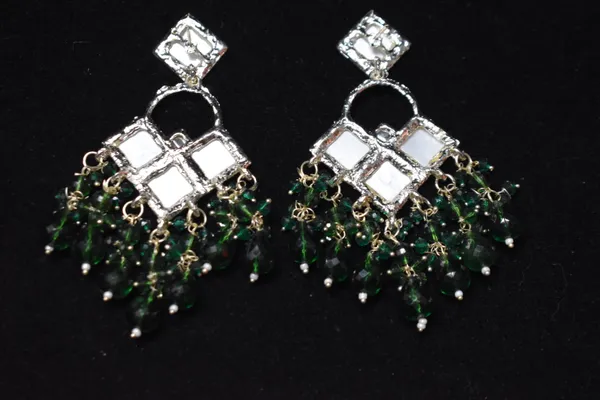 White_And_Green_Alloy_Earrings_For_Women