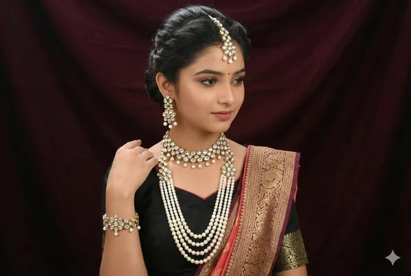 White_Alloy_5_Layered_Beaded_Kundan_Necklace_Set_For_Women