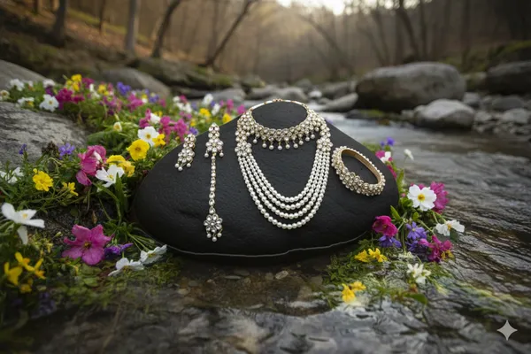 White_Alloy_5_Layered_Beaded_Kundan_Necklace_Set_For_Women