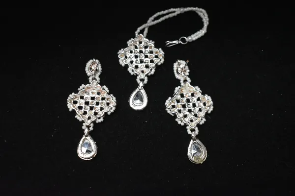 White_Alloy_Diamond_Studded_Choker_With_White_Beads_For_Women_-_Pack_Of_2