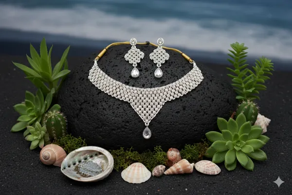 White_Alloy_Diamond_Studded_Choker_With_White_Beads_For_Women_-_Pack_Of_2