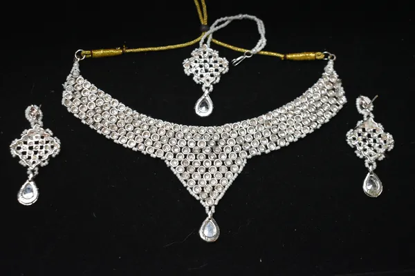 White_Alloy_Diamond_Studded_Choker_With_White_Beads_For_Women_-_Pack_Of_2