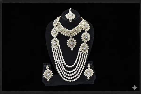 White_Alloy_Kundan_Choker_Mangtika_Long_Necklace_Set_For_Women