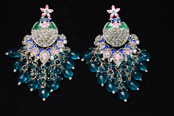 Sky_Blue_White_Alloy_Earrings_For_Women