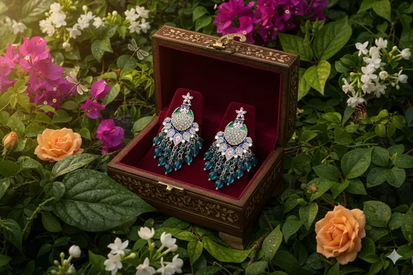 Sky_Blue_White_Alloy_Earrings_For_Women