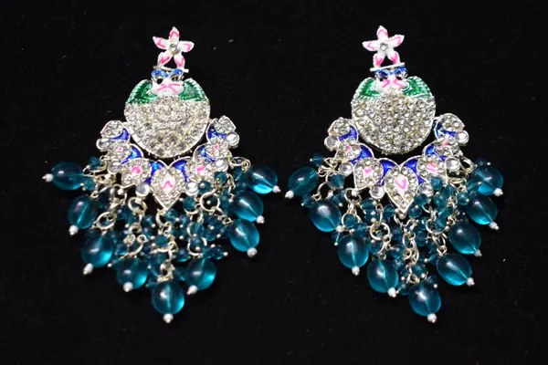Sky_Blue_White_Alloy_Earrings_For_Women