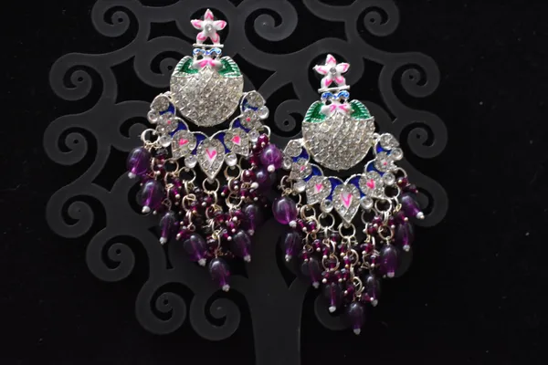 Purple_Alloy_Earrings_For_Women
