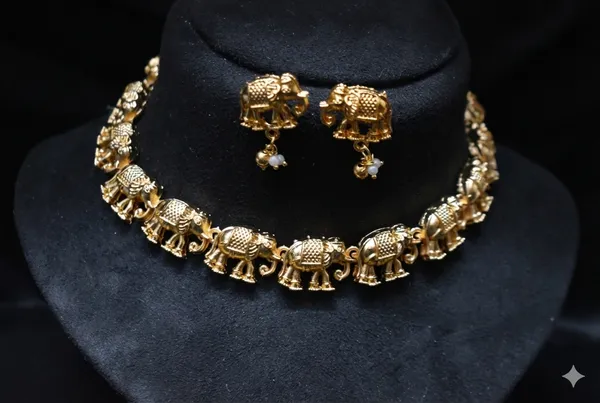 Golden_Alloy_Elephant_Necklace_Set_For_Women