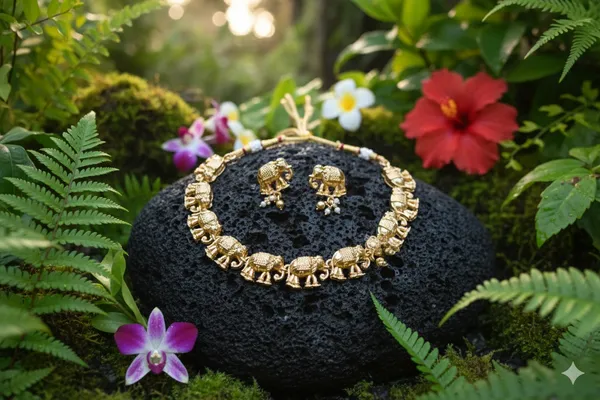 Golden_Alloy_Elephant_Necklace_Set_For_Women