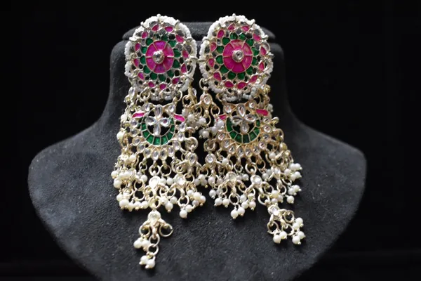 Pink_And_Green_Alloy_Earrings_For_Women