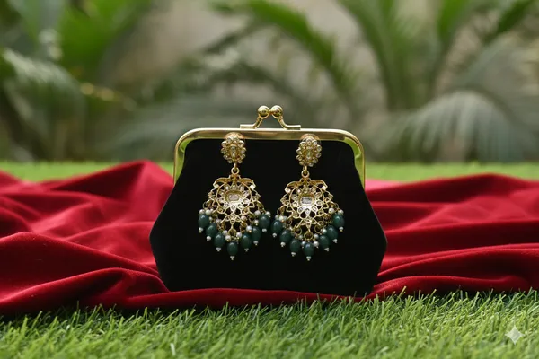 Red_And_Green_Alloy_Kundan_Beaded_Choker_Set_For_Women