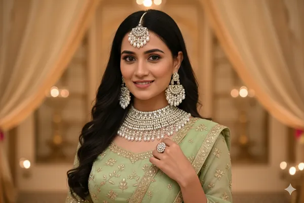 White_Alloy_Bridal_Choker_Set_With_Mangtika_And_Finger_Ring_For_Women