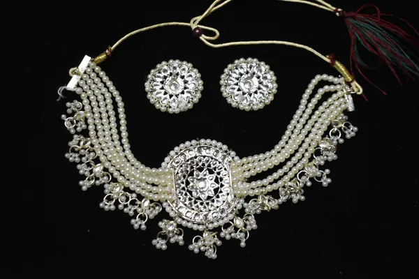 White_Alloy_Layered_Pearl_Kundan_Choker_Set_For_Women_-_Pack_Of_2