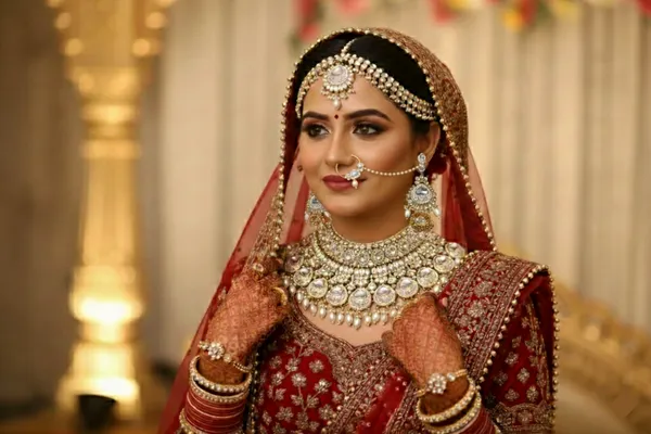 Golden_White_Alloy_Kundan_Meenakari_Bridal_Choker_Set_With_Mathapatti_For_Women