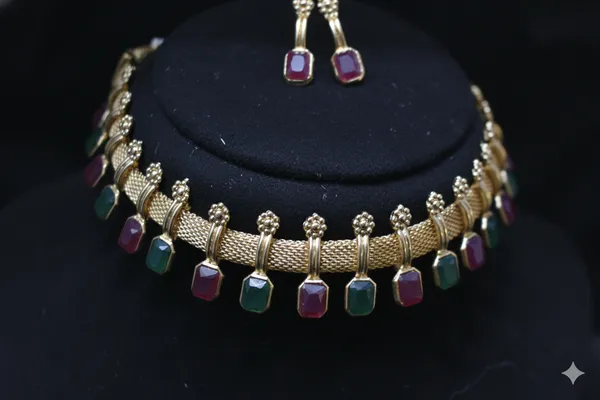 Red_And_Green_Alloy_Ruby_Choker_Set_For_Women